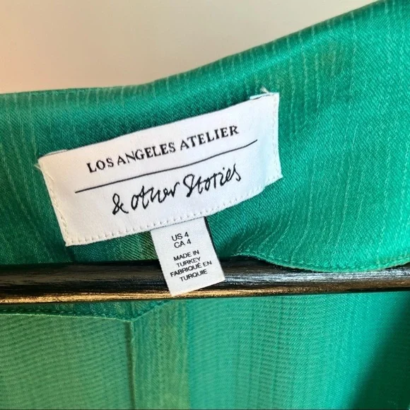 & other Stories Green Classic Midi Dress with Long Sleeves in Size 4 - Picture 7 of 8